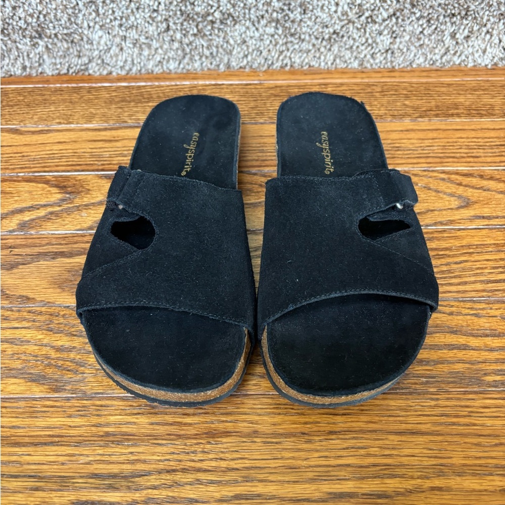 Easy Spirit Black Suede Slide Sandals